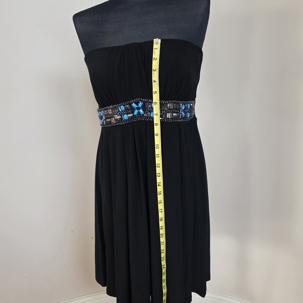 White House Black Market Black Strapless Dress with Blue Details - Picture 6 of 9